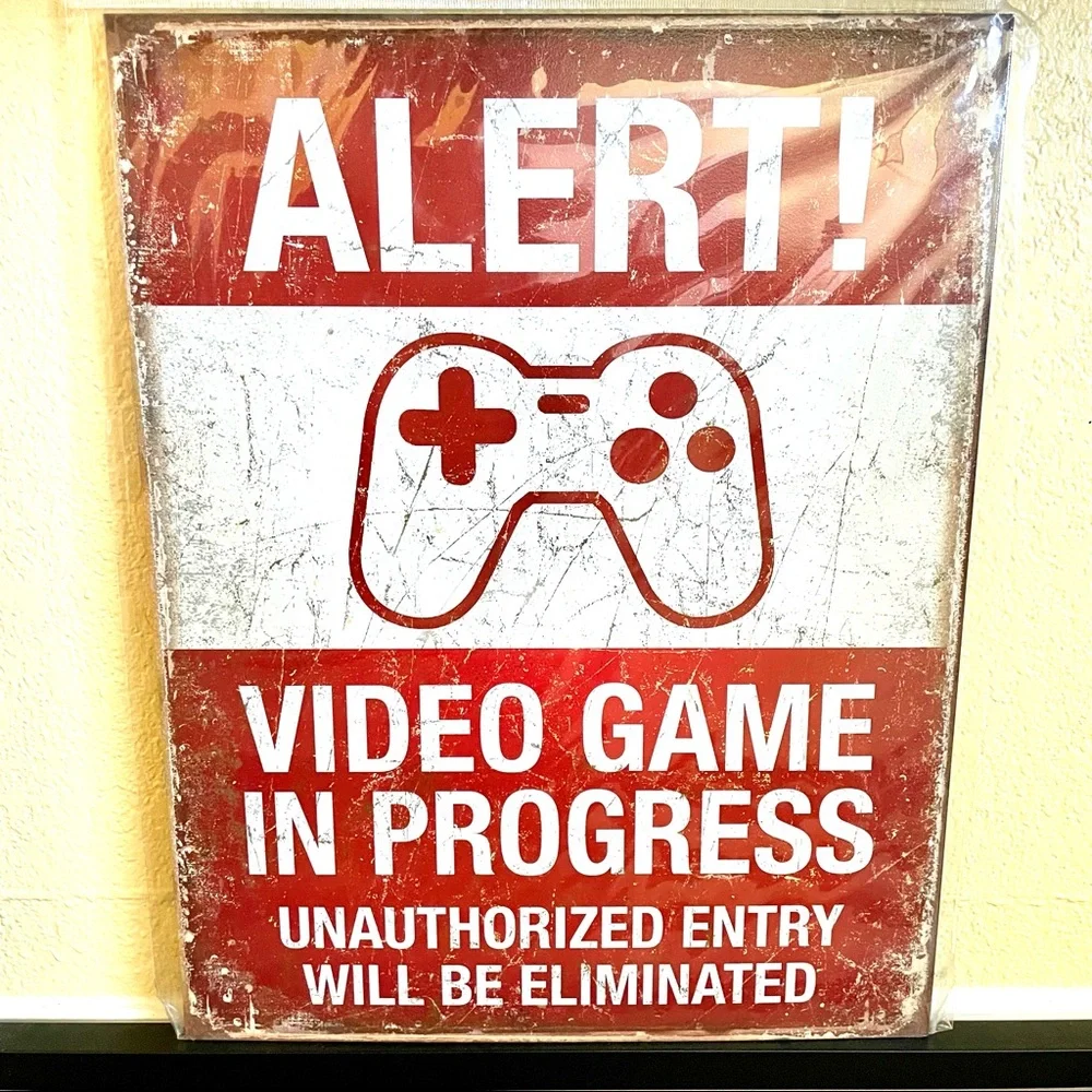NEW Alert Video Game In Process Metal Sign